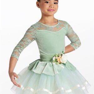 Weissman Mint Green Lace Kids Dance Costume